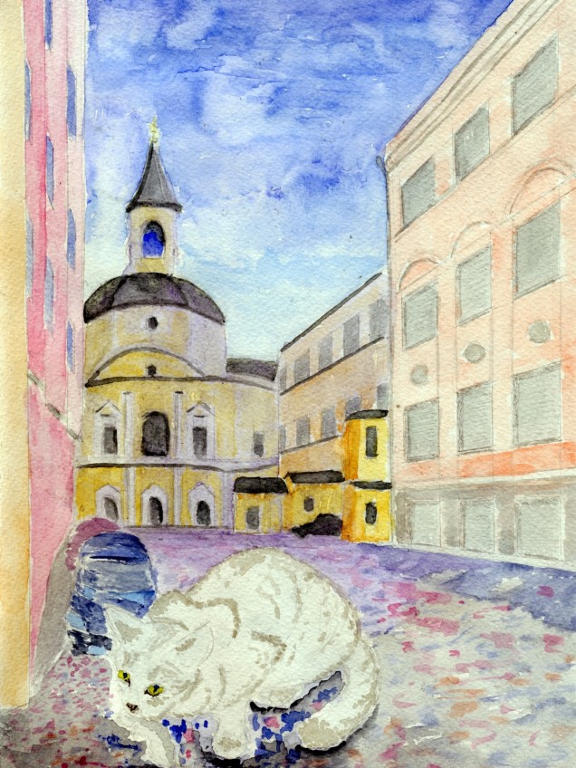 Николаева Ольга «Городские джунгли». Бумага, акварель. 2017 г.