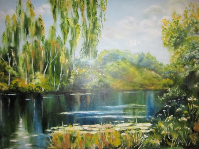 Ивасютин Оксана «Лесное озеро». Холст, масло. 2017 г.