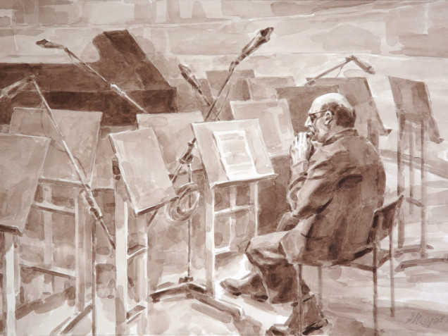 «Одинокая пикколо». Бумага, сепия. 2012 г.