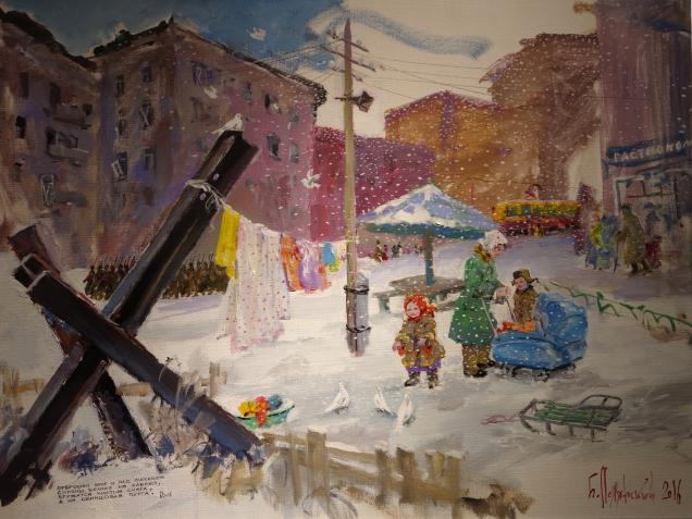 Полянский Борис. «Чистый снег». Холст на картоне, темпера. 2016 г.