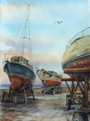 «Старый аквапорт в Евпатории». Бумага, акварель. 2018 г.