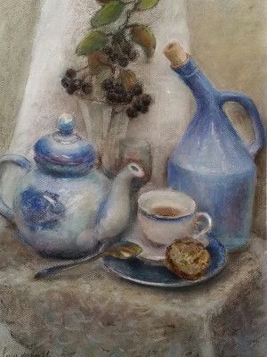 Линькова Ивета «Оттенки синего». Бумага, пастель. 2016 г.