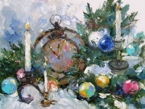 Сахарова Наталья «Без пяти двенадцать...». Холст на картоне, масло. 2016 г.