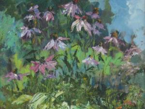 Боченко Елена. «Эхинацеи». Картон, масло. 2016 г.