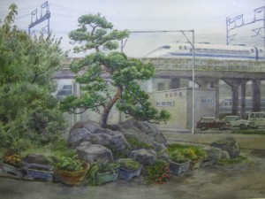 Назаров Александр «Синкансен. Скоростной поезд». Бумага, акварель. 2016 г.