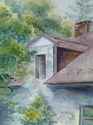 Чекурина Галина «Дом на Пушковых». Бумага, акварель. 2017 г.