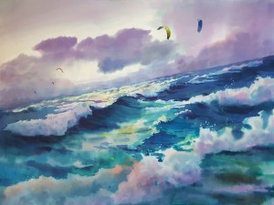 Дробинин Алексей «Кайтсерфинг во Вьетнаме». Бумага, акварель. 2016 г.