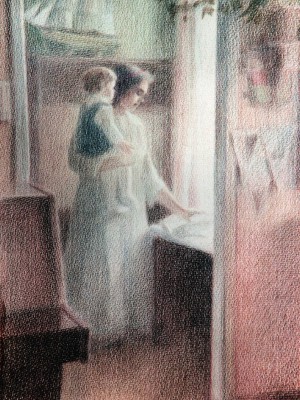 «Утро». Бумага, цветной карандаш. 1984 г.