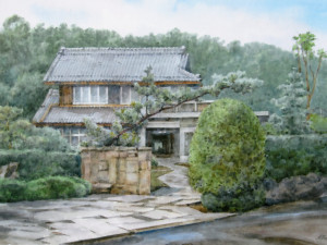 "Дом Томео Хайяши". Бумага, акварель. 2017 г.