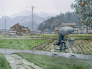 "Осенний дождь". Бумага, акварель. 2016 г.