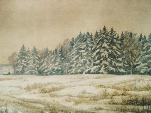 «Метельные ели». Бумага, акварель. 2010 г.