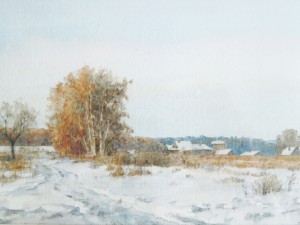 «Зимний мотив». Бумага, акварель. 2012 г.