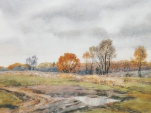 «Дождливый октябрь». Бумага, акварель.