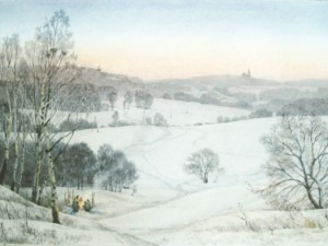 «Зимний вечер». Бумага, акварель. 2015 г.