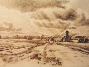 «Дорога в Пучково». Бумага, граф. карандаш. 1984(?) г.