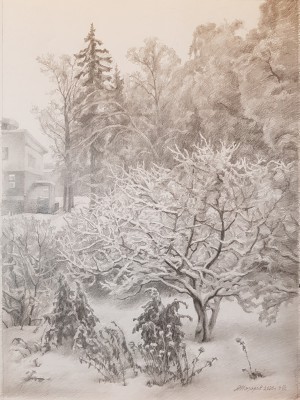 «Зима на Октябрьском». Графитный карандаш