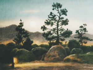 «Луна над Такатоми». Бумага, акварель. 1999 г.