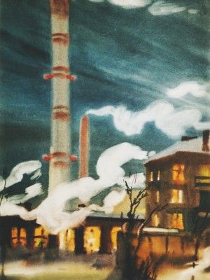 «Тепло города». Бумага, акварель. 1979 г.