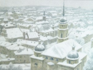 «Вид с Гедимино». Бумага, цветной карандаш. 2014 г.