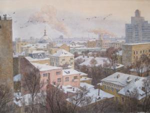 «Москва у Никитских ворот». Бумага, акварель. 2010 г.
