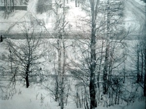 «Зима на Октябрьском». Бумага, графитный карандаш. 1996 г.