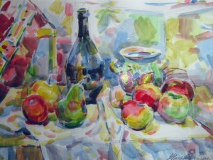 «Натюрморт с фруктами». Бумага, акварель. 2014 г.