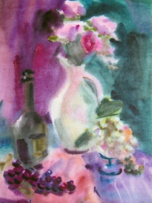 «Натюрморт с виноградом». Бумага, акварель. 2014 г.