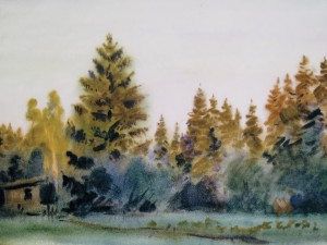 «На опушке леса». Бумага, акварель. 2011 г.