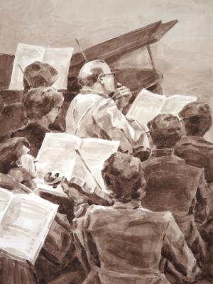 «Первая скрипка». Бумага, сепия. 2012 г.