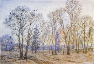 «Тревожная весна». Бумага, акварель. 2023 г.